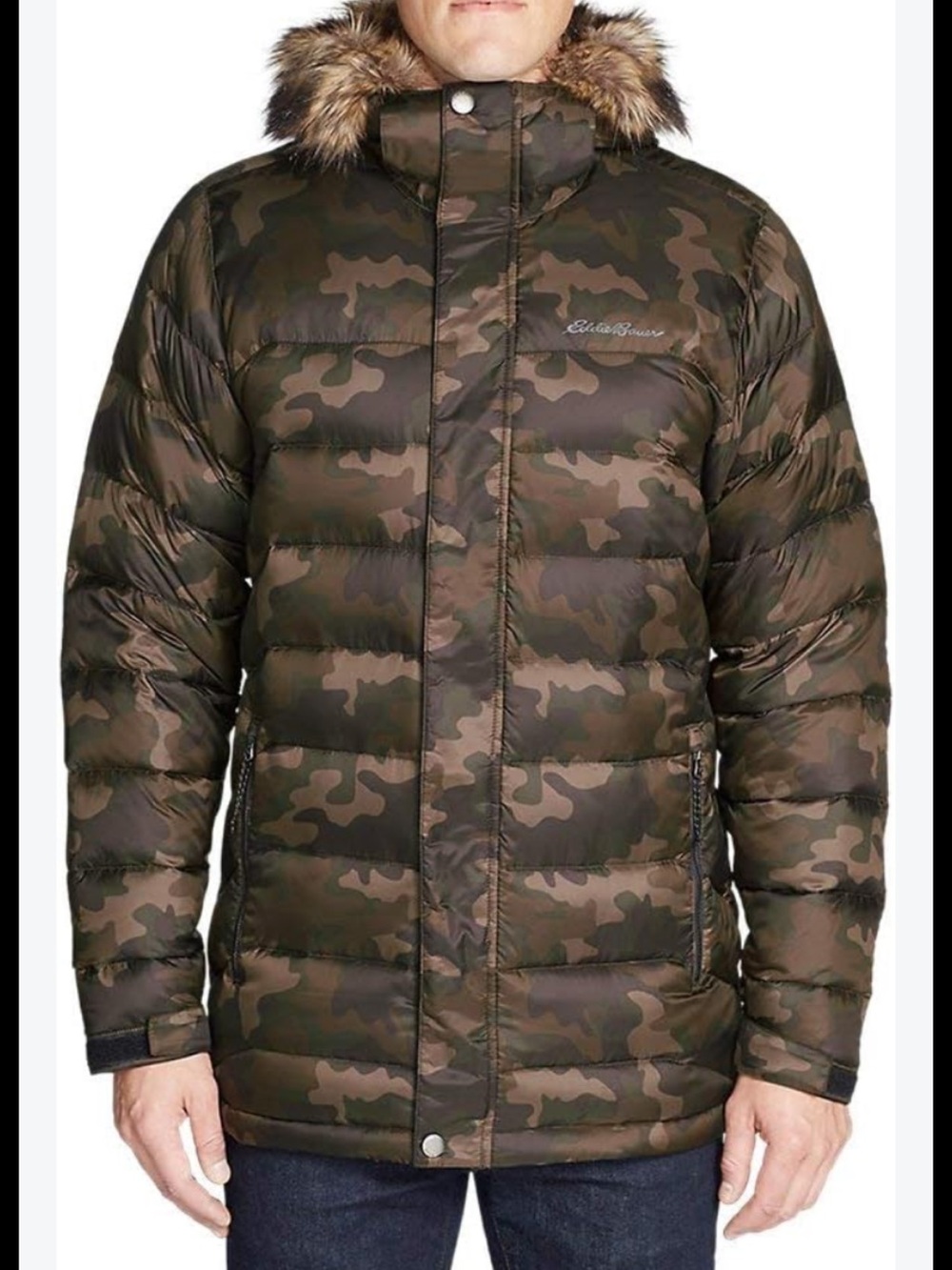 New! Eddie Bauer men’s medium Boundry pass green camo parka .